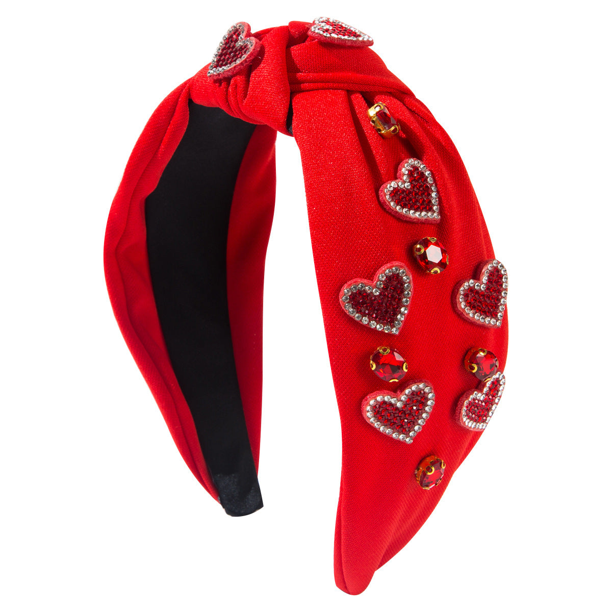 Wholesale Valentine's Day Knotted Heart Fittings with Diamond-encrusted Wide-brimmed Headbands
